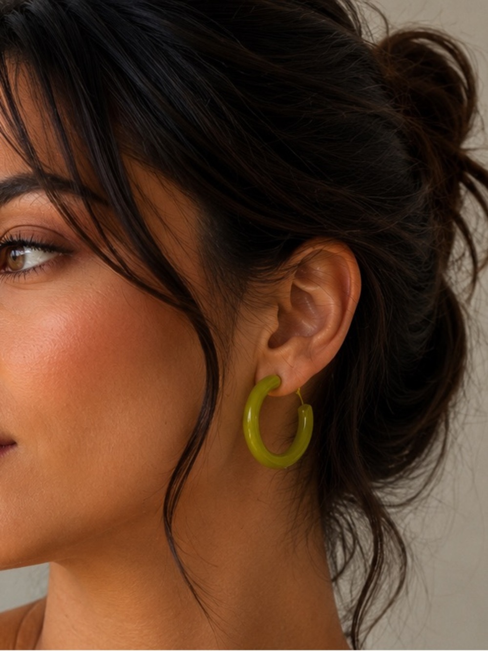 Green Hoop Earrings - Women Jewelry